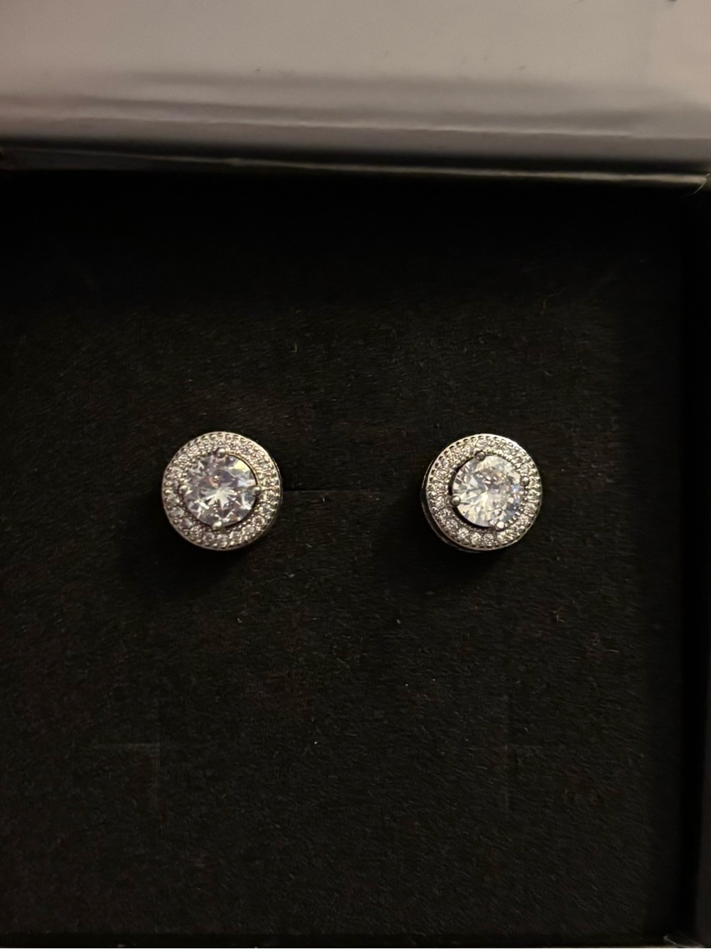 Classic Silver Halo Crystal Stud Earrings - Sparkling Clear